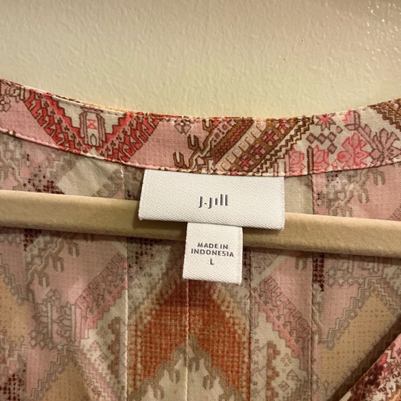 J.Jill Bohemian Patterned V-Neck Blouse - Picture 3 of 3